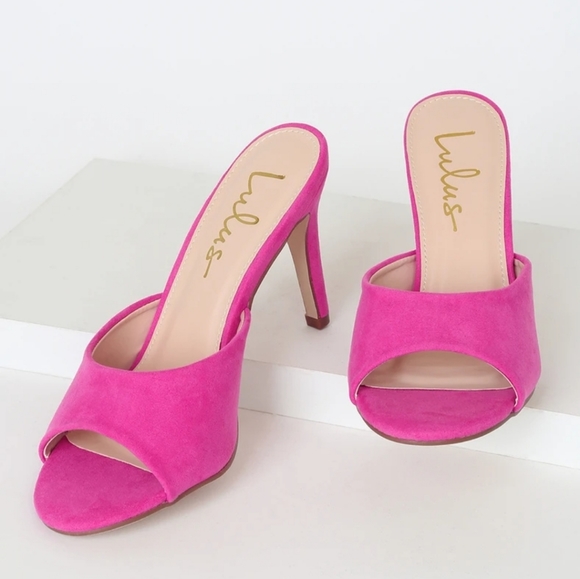 Pink Open Toe Heeled Sandals - Picture 2 of 4